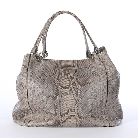 Cape Cobra Grey Snakeskin Large Shoulder Bag - Picture 1 of 12